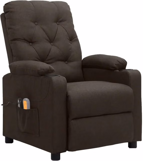 Poltrona Massaggiante Elettrica Marrone scuro in Tessuto 3098856