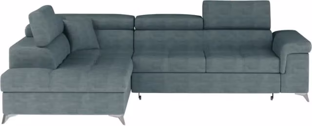 Divano angolare convertibile PALAZZO MEUBLORAMA a 4 posti in tessuto petrolio con contenitore e funzione letto, angolo sinistro, L/P/H: 275 x 160 x 88 cm