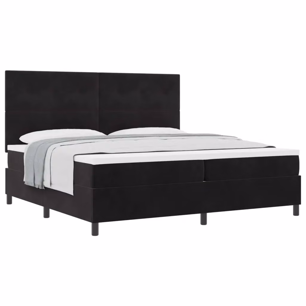 Letto a molle con testiera in velluto nero vidaXL L/P/H: 200 x 200 x 280 cm – 2