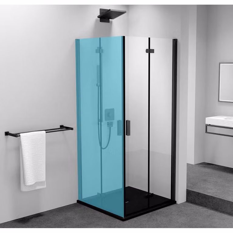 ZOOM LINE BLACK Porta doccia pieghevole 900 mm, destra, vetro trasparente