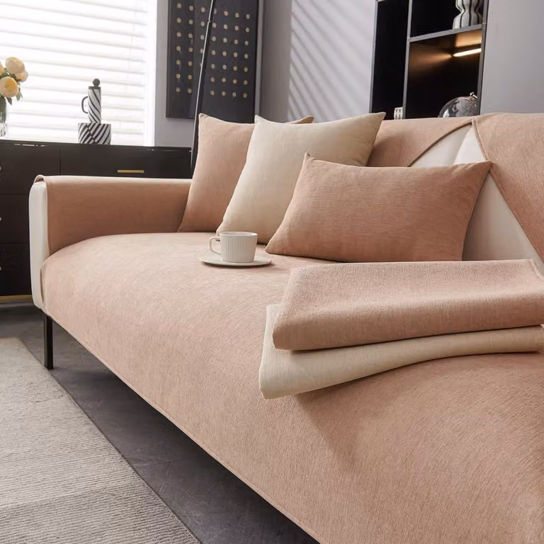 Copertura per divano, 70x180 cm, color beige chiaro, antiscivolo, adatta per divani ad angolo a forma di L, a forma di U e modulari