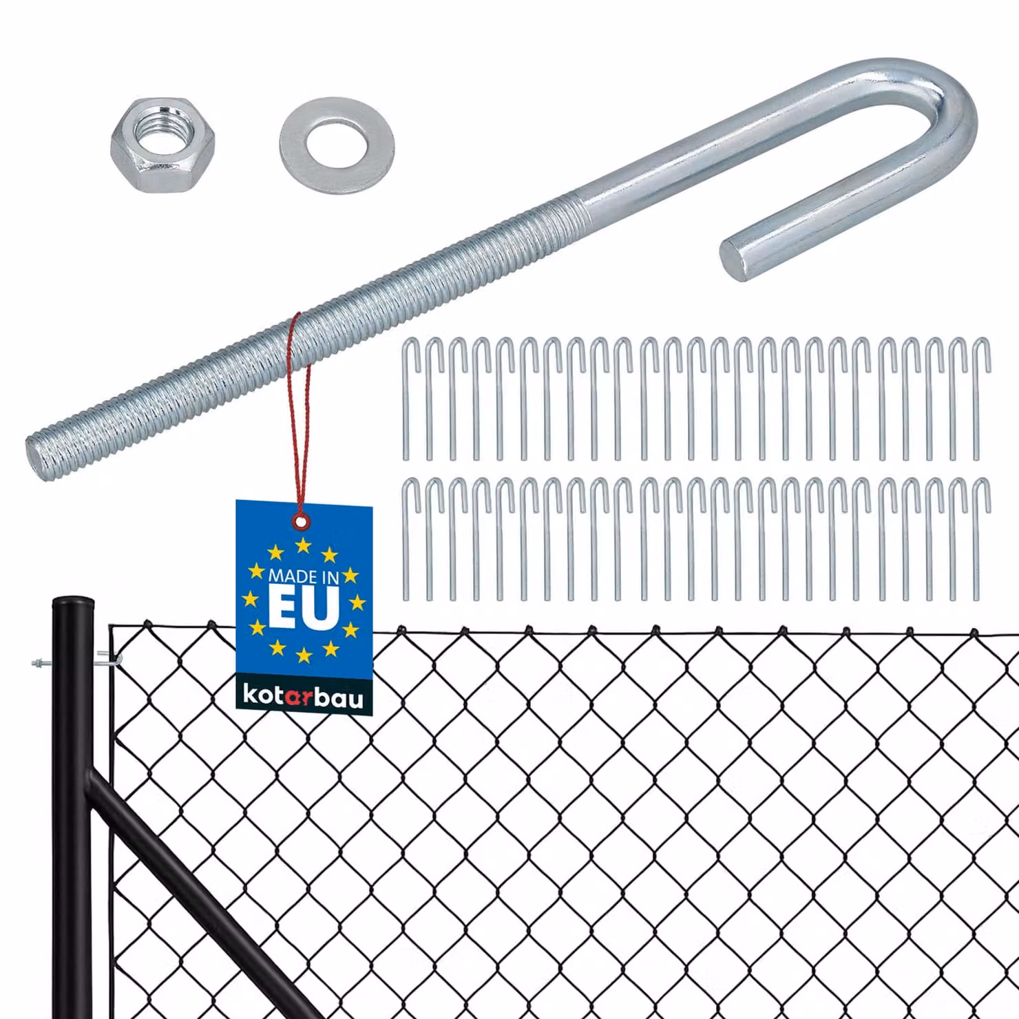 KOTARBAU® 50 Pezzi Tendifilo per Recinzione M8 Tenditore Filo Tendicavo per Filo Acciaio Tendifilo Aperto Gancio a Vite con Dado e Rondella Argento
