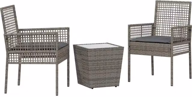 Set Bistro da Giardino 3 pz | Set Salotto da Giardino Grigio polyrattan