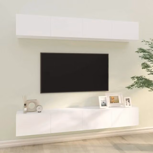 Mobili Porta TV a Parete 4 pz-Set di 4 Credenza per TV sospesa Bianchi 100x30x30 cm