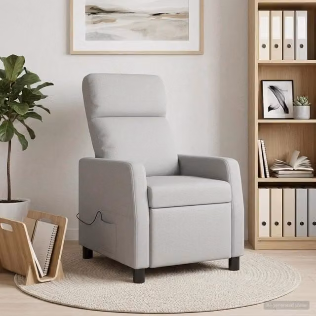 Poltrona Reclinabile Relax vidaXL in Tessuto Grigio con Braccioli e Regolazione Manuale – 1