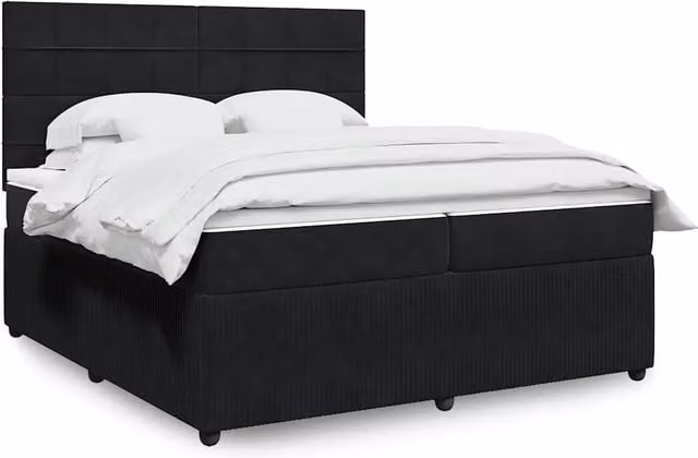 Letto Ibrido vidaXL con Materasso a Molle e Schiuma in Velluto Nero e Bianco L/P: 200 x 200 cm