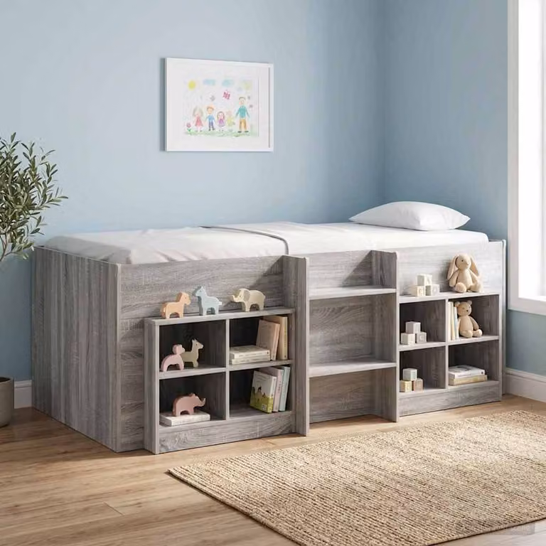 Letto alto per bambini vidaXL in legno grigio L/P/H: 200 x 98.5 x 120 cm