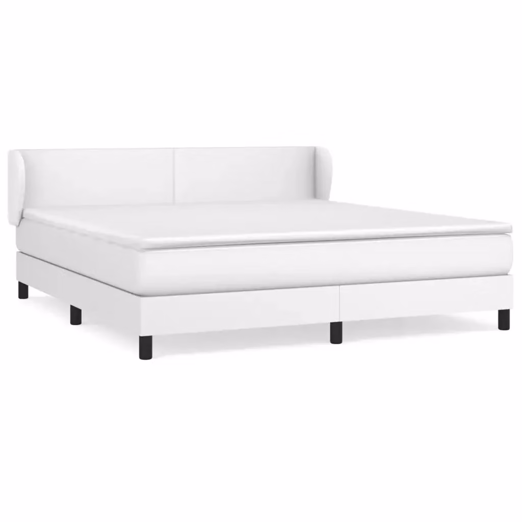 vidaXL Giroletto a Molle con Materasso Bianco in Similpelle L/P/H: 160 x 200 cm – 2