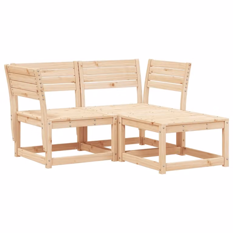Set Divani da Giardino 3 pz in Legno Massello di Pino