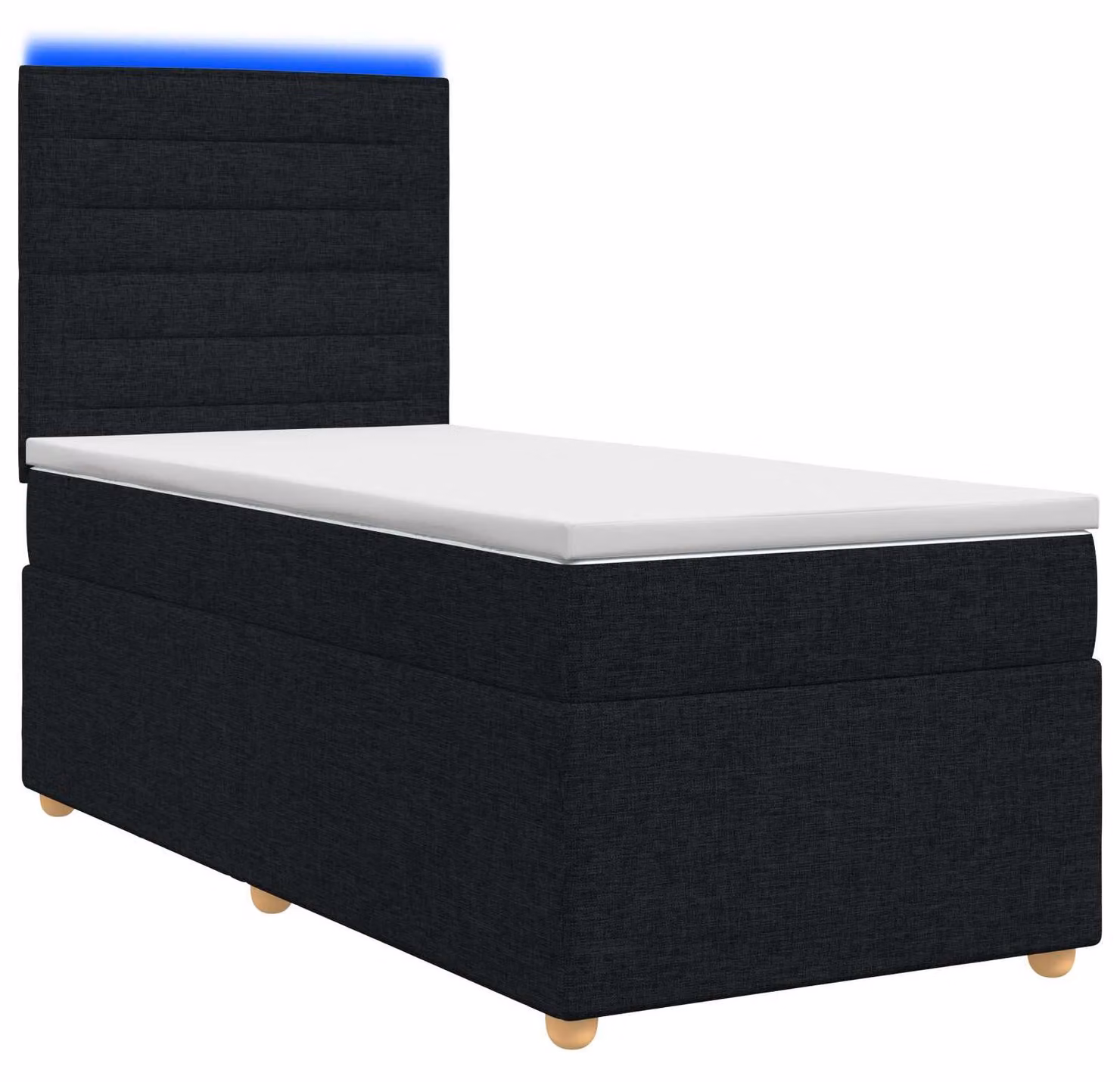 Letto a molle con materasso nero 90 x 200 cm in tessuto