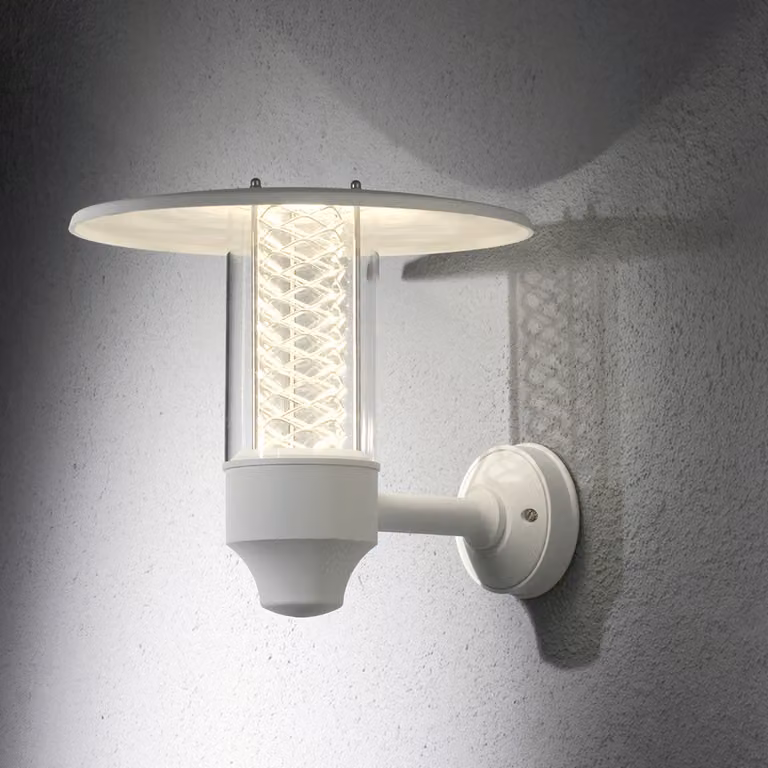 Konstsmide Nova Applique in alluminio laccato bianco con vetro acrilico trasparente