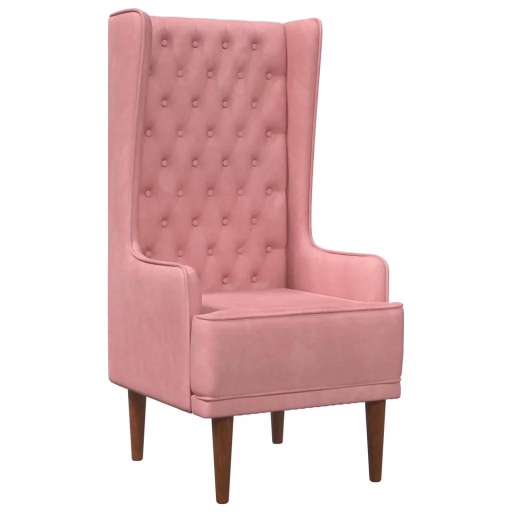 Sedia con schienale alto in velluto rosa stile Chesterfield vidaXL L/P/H: 92 x 46 x 110 cm – 2