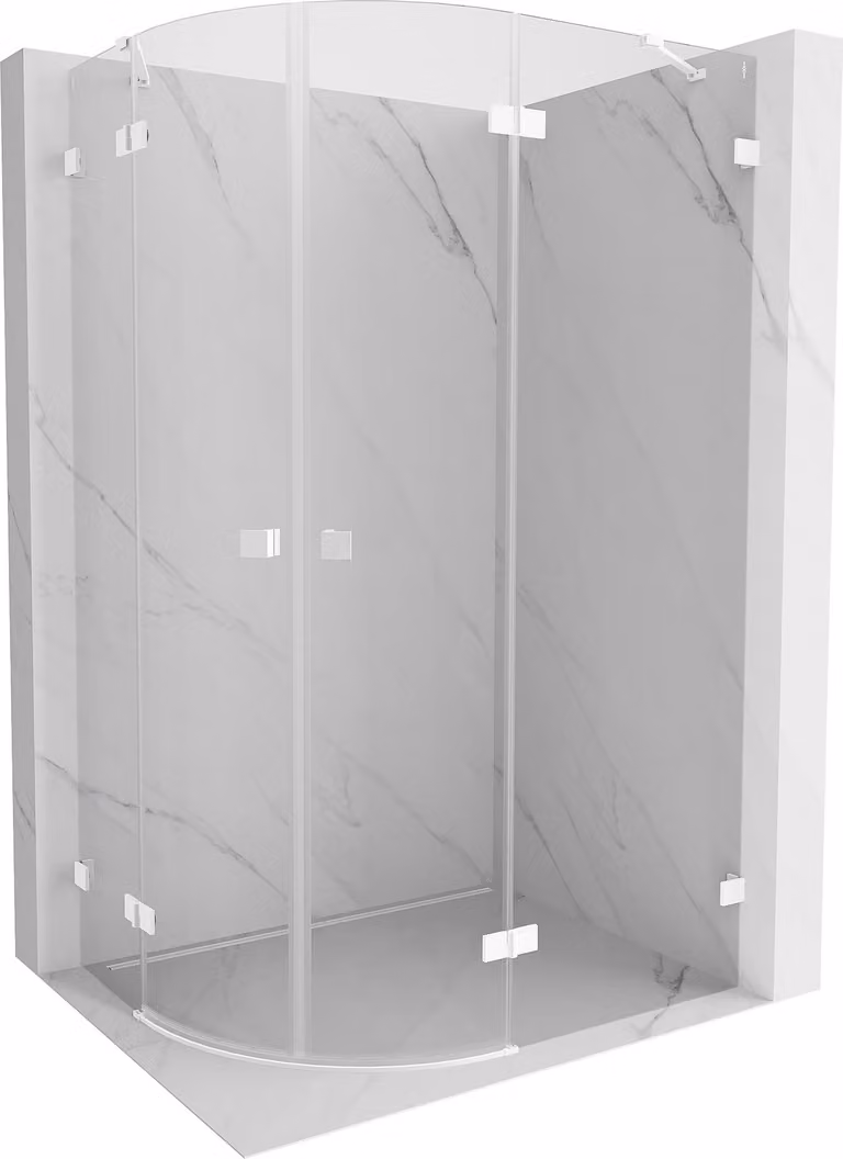 Mexen Lunar cabina doccia semicircolare battente destra 100 x 70 cm, trasparente, bianca - 833-100P-070L-20-00