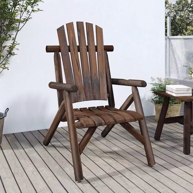 Sedia da giardino e patio in legno massello di abete rosso marrone con braccioli L/P/H: 68 x 39 x 103 cm – 1