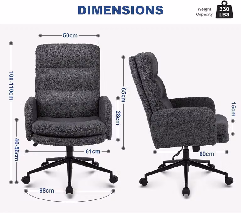 Sedia da ufficio ergonomica con schienale alto, rivestita in ecopelliccia e con altezza regolabile, per un comfort ottimale