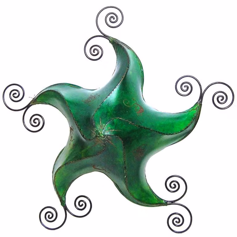 Lampada orientale lampada da soffitto lampada a sospensione lampada da soffitto marocchina lampada in pelle STERN Gecko Star 70 cm, verde