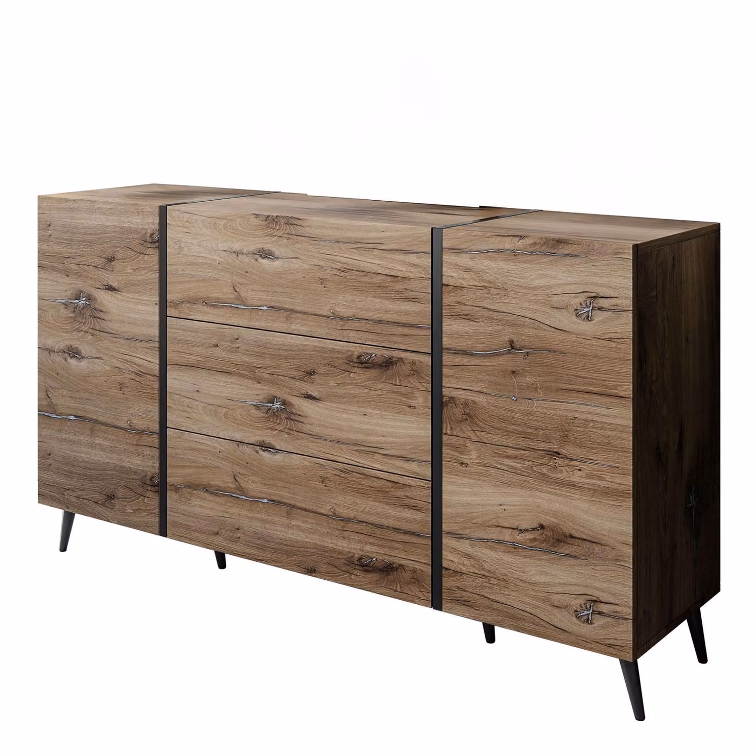 Comò a cassetti ONYX LOFT con piedini Flagstaff in rovere e sistema Push-to-Open