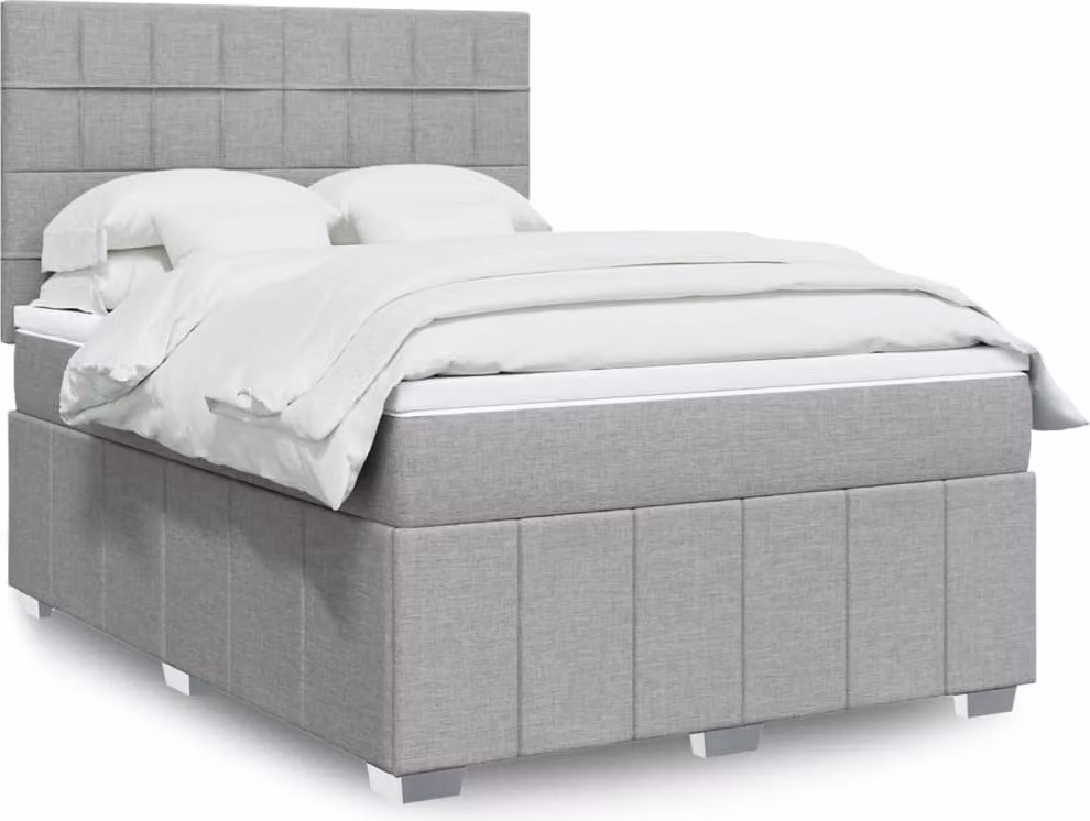 Maison Exclusive - Letto boxspring con materasso Grigio chiaro 140x190 cm Tessuto