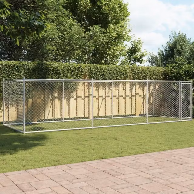 Gabbia per cani VIDAXL in acciaio zincato grigia con porta L: 6 m, P: 2 m, H: 1,5 m
