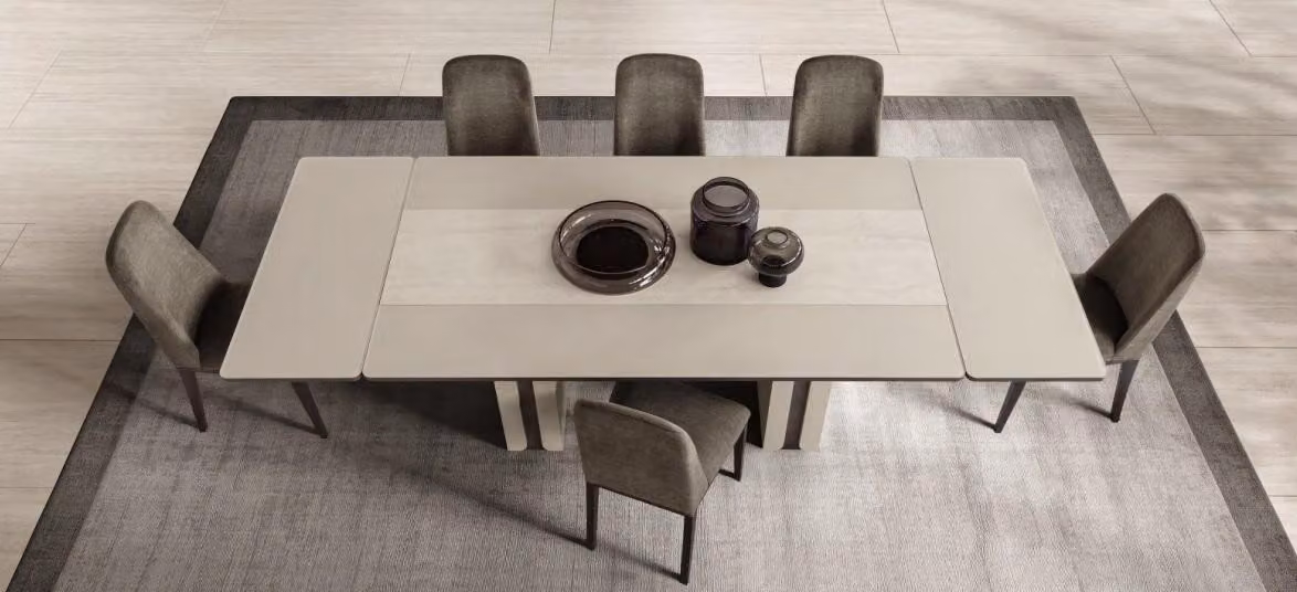 Set da pranzo moderno Tavolo da pranzo allungabile 6 sedie imbottite
