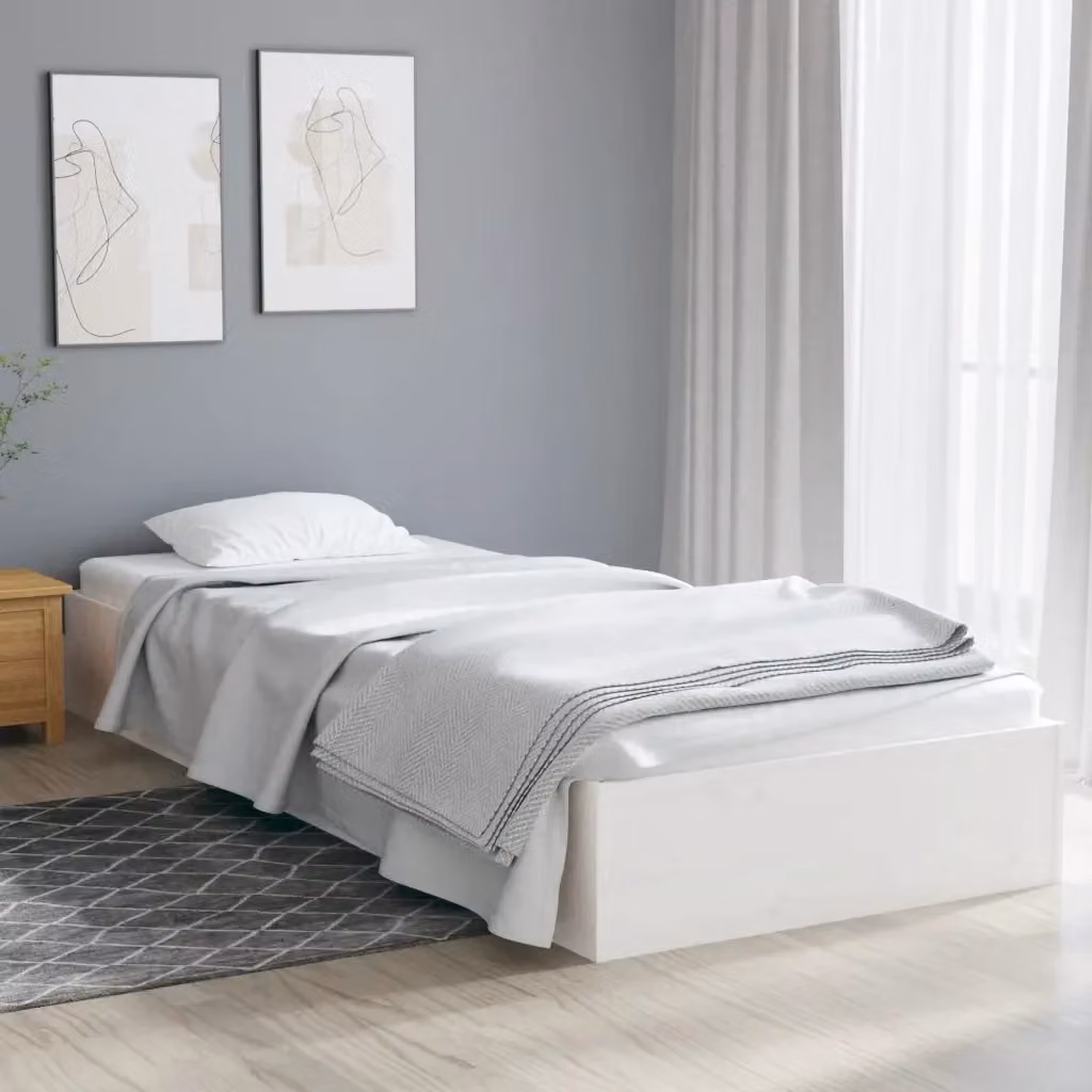 Letto singolo in legno massello di pino bianco con doghe fisse per adulti 90x190 cm – 2