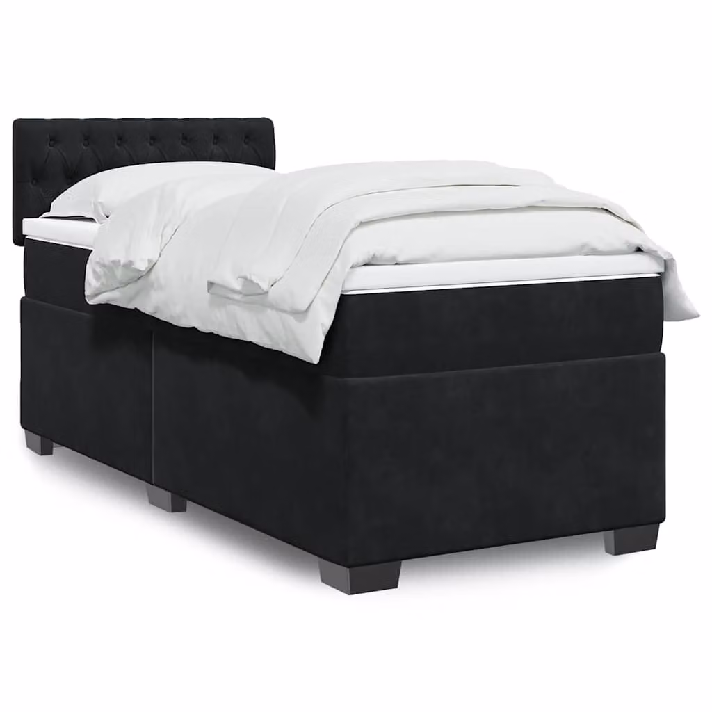 Letto a Molle con Materasso vidaXL in Velluto Nero Singolo 90x190 cm – 1