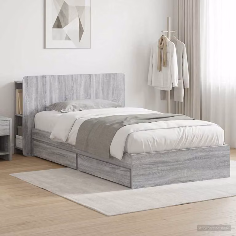 vidaXL Telaio del letto con cassetti Sonoma grigio L/P: 100 x 200 cm