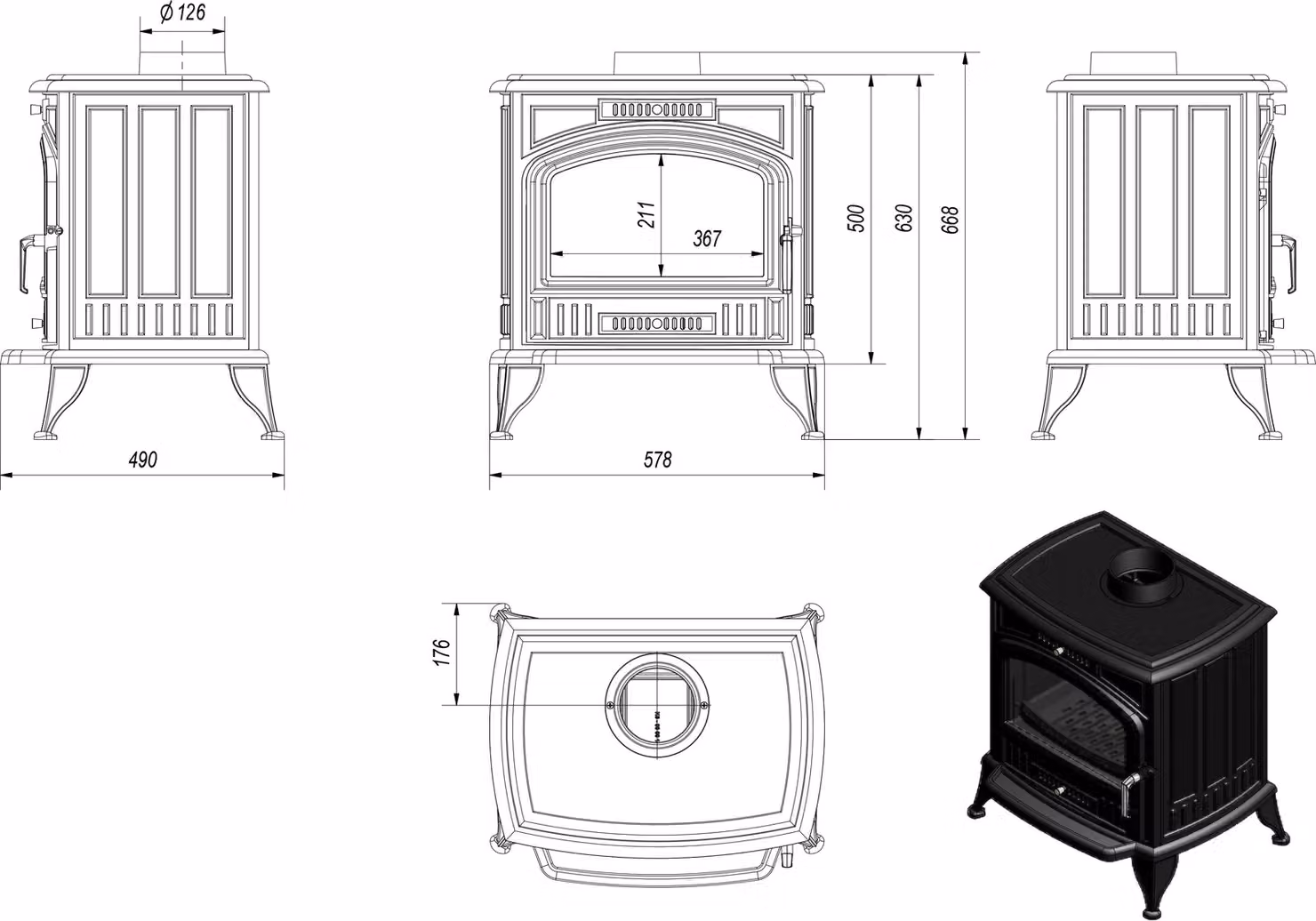 cucina a legna a libera installazione 8 kW e accessori