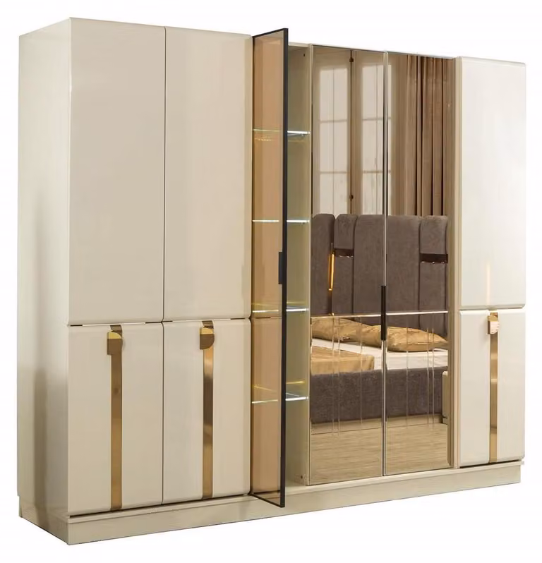 Armadio con ante a specchio, 6 ante, elegante e capiente
