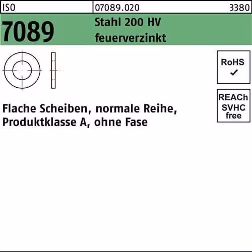 Dischi Reyher ISO7089 6 (6,4x12x1,6) HV, tZn 070890200060000 (1000 pezzi)