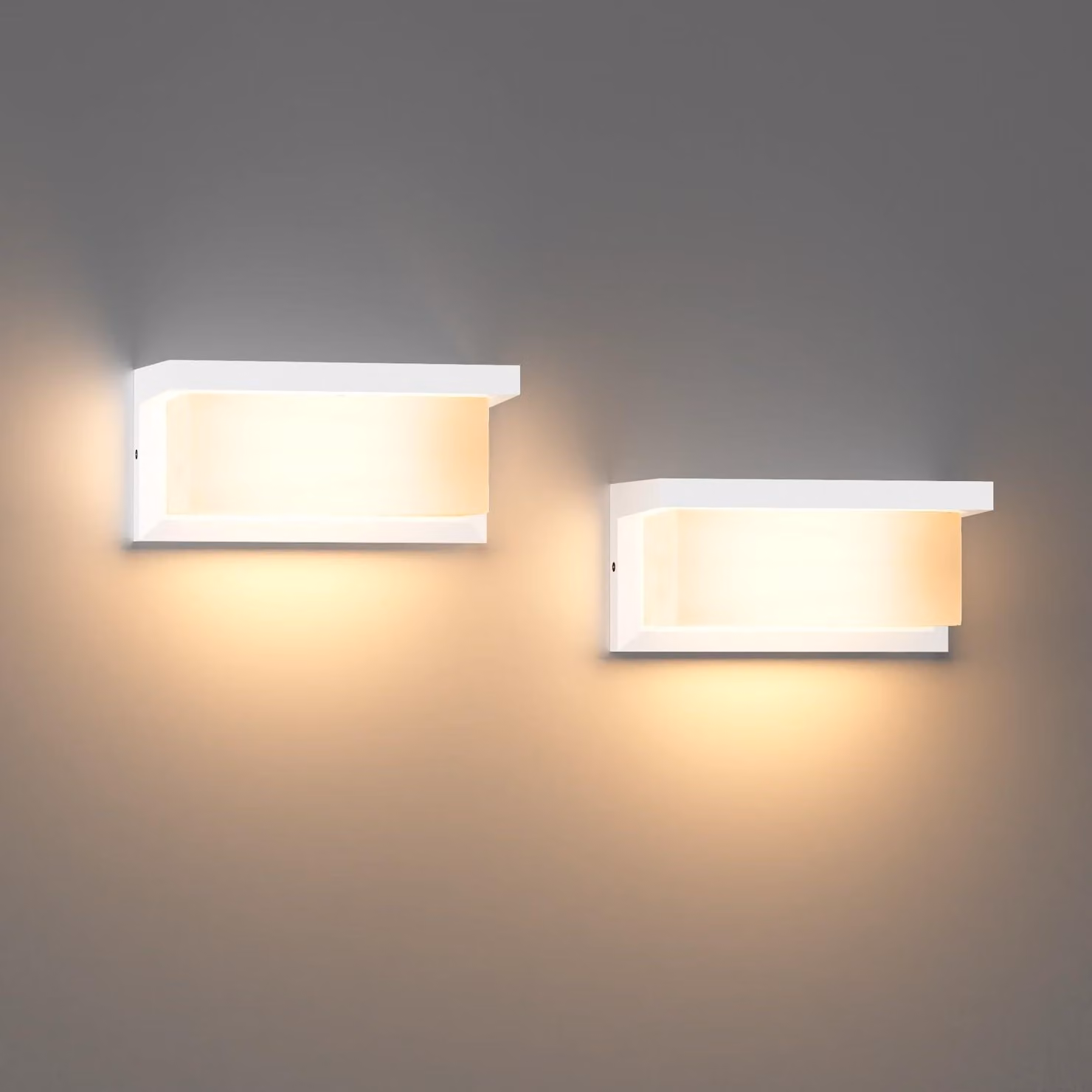 Set di 2 lampade da parete esterne bianche, attacco E27, grado di protezione IP65, 60W