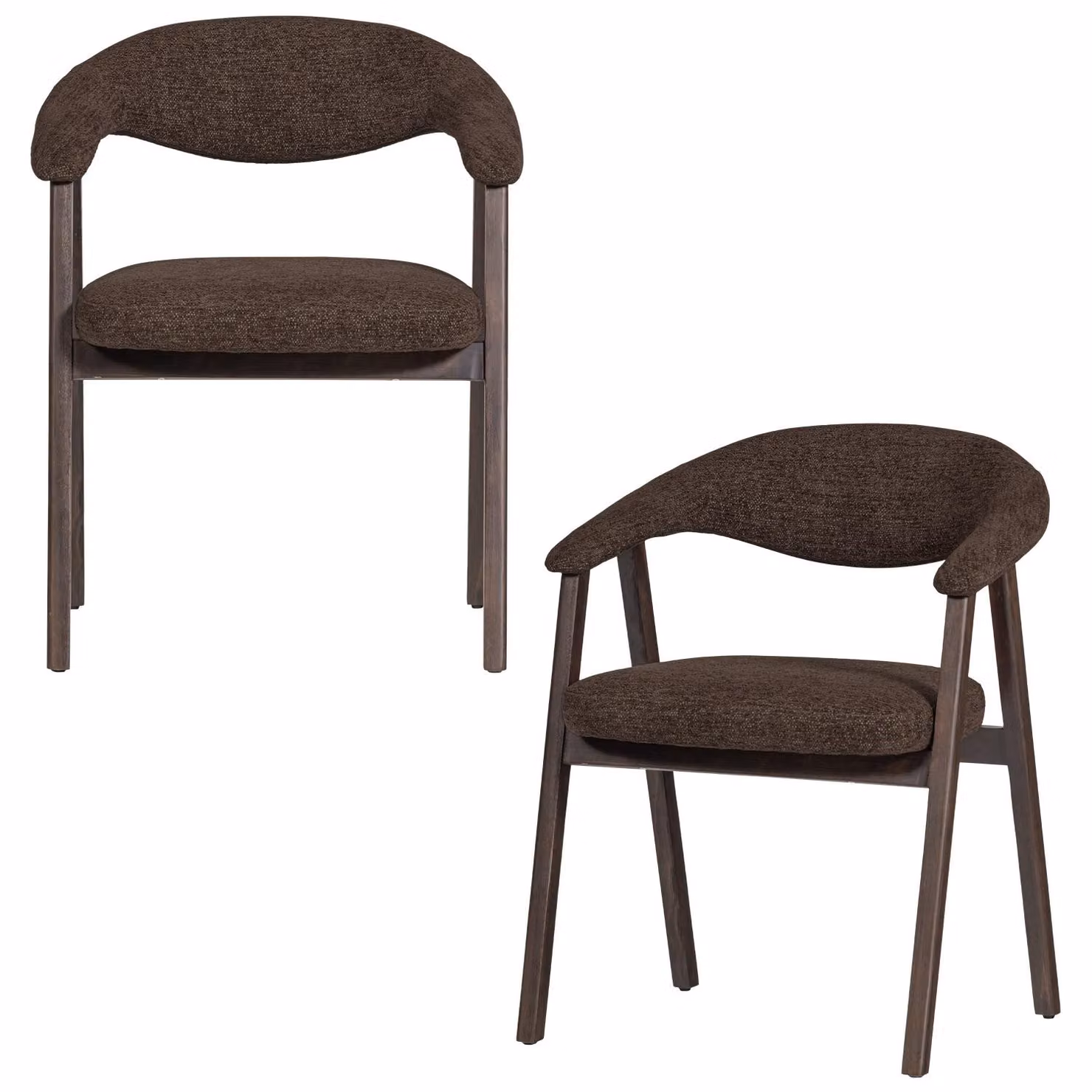 Sedia da pranzo Avar, con braccioli, in legno, color marrone - set da 2
