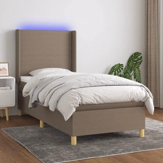 Letto Ibrido con Materasso a Molle Insacchettate e Illuminazione LED vidaXL, Colore Beige, L/P: 80 x 200 cm – 1