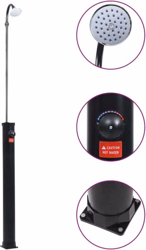 Maison Exclusive - Doccia solare da giardino, colore nero, altezza 215 cm, capacità 8 litri