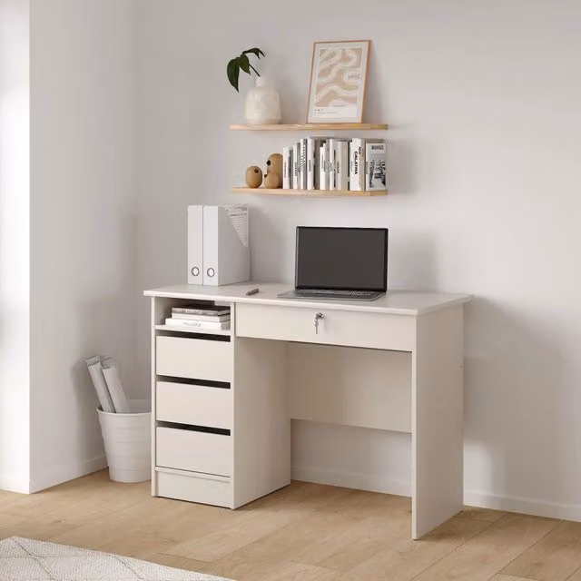 Franklin, Scrivania un Ripiano, 109x49x76h cm Beige Cashmere
