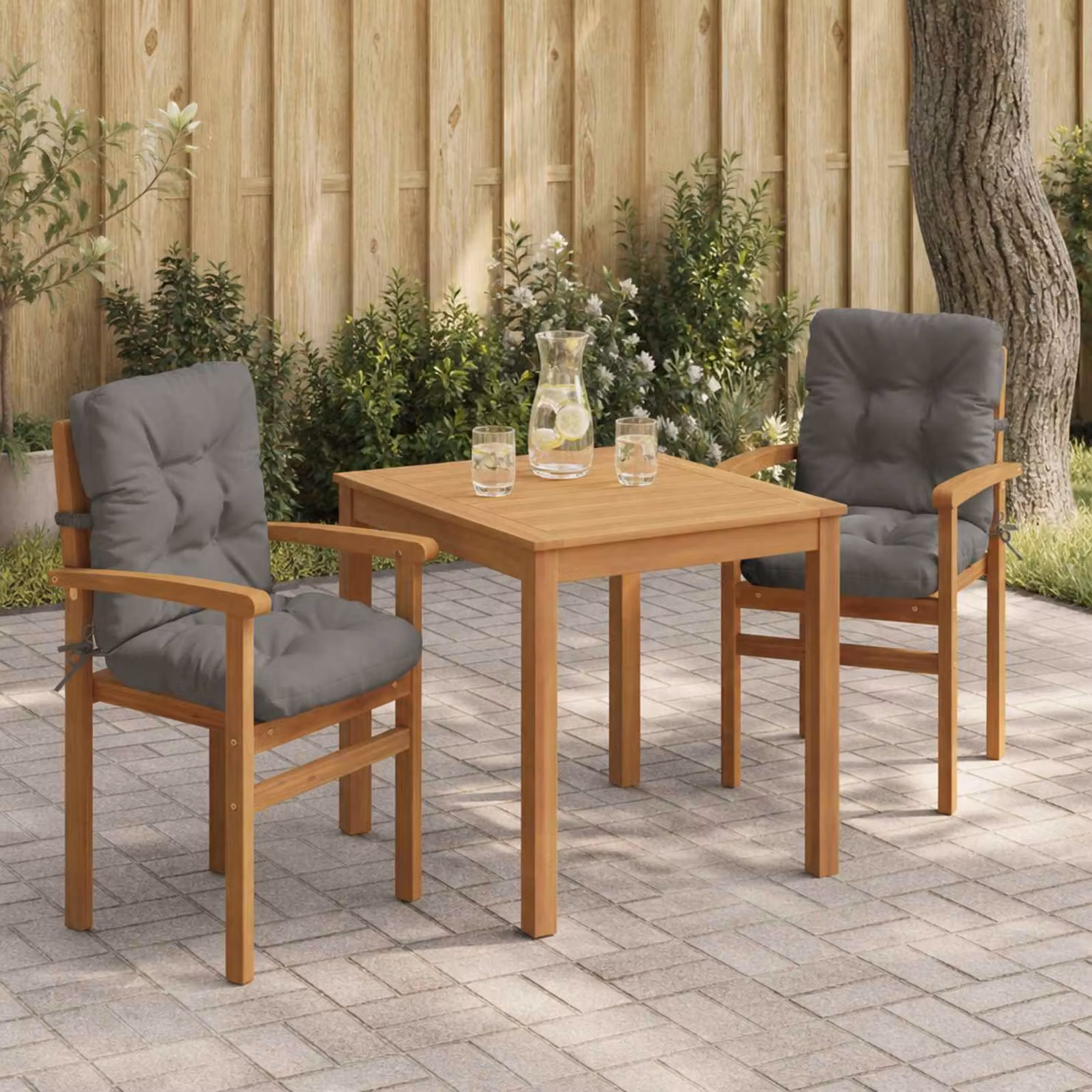 Set di 2 cuscini per sedia alta vidaXL VIANEN in poliestere grigio con fodera rimovibile e resistente ai raggi UV