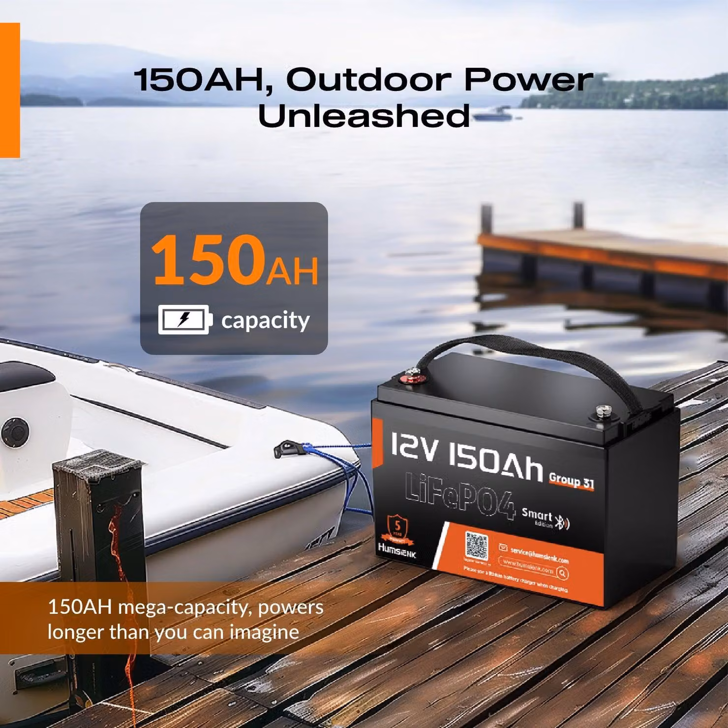 Batteria LiFePO4 da 12V e 150Ah con BMS (sistema di gestione della batteria) integrato da 100A e protezione contro le basse temperature