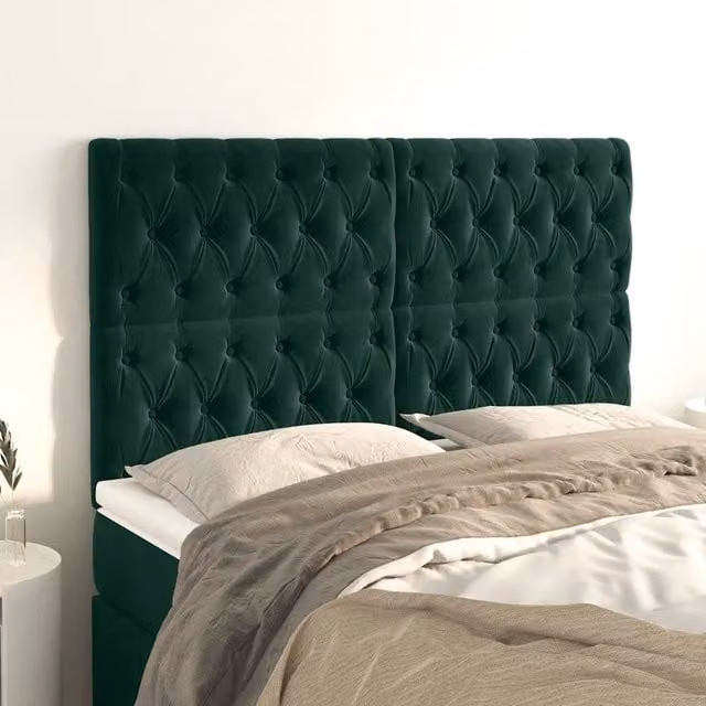 Testiera decorativa in velluto verde scuro Design Mania L: 144 cm, P: 7 cm, H: 118-128 cm