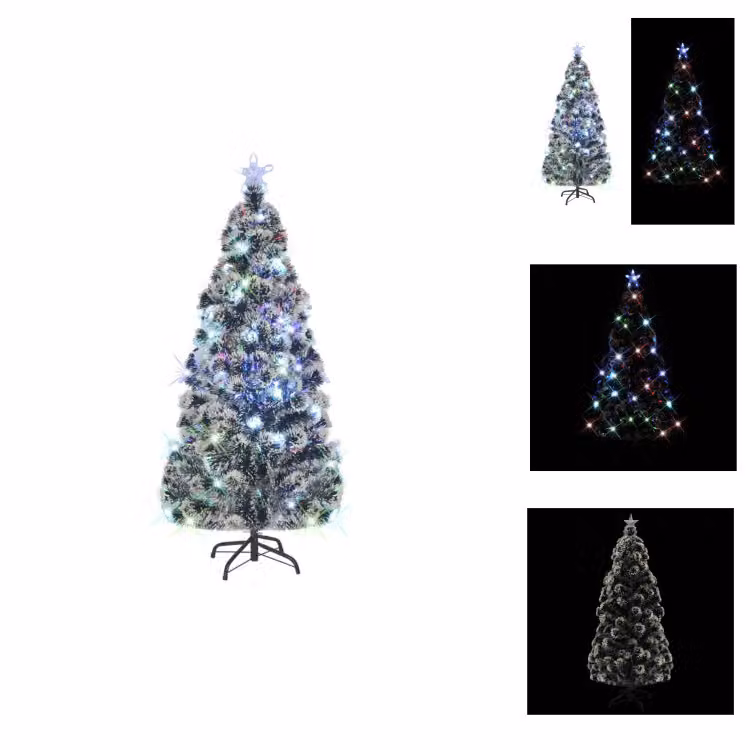 albero di Natale vidaXL con illuminazione e supporto 180 cm in vetroresina - Alberi di Natale