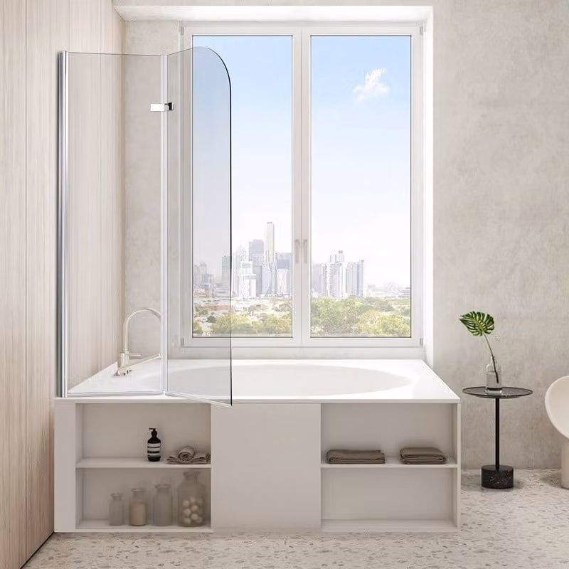 Jopassy schermo pieghevole vasca da bagno attacco doccia schermo 180° ESG NANO Easy Clean vetro 2 pezzi pieghevole 100*140CM argento