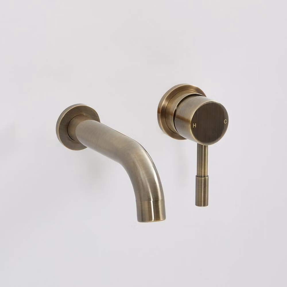 Miscelatore Lavabo Moderno a Parete - Ottone Spazzolato - Design premium