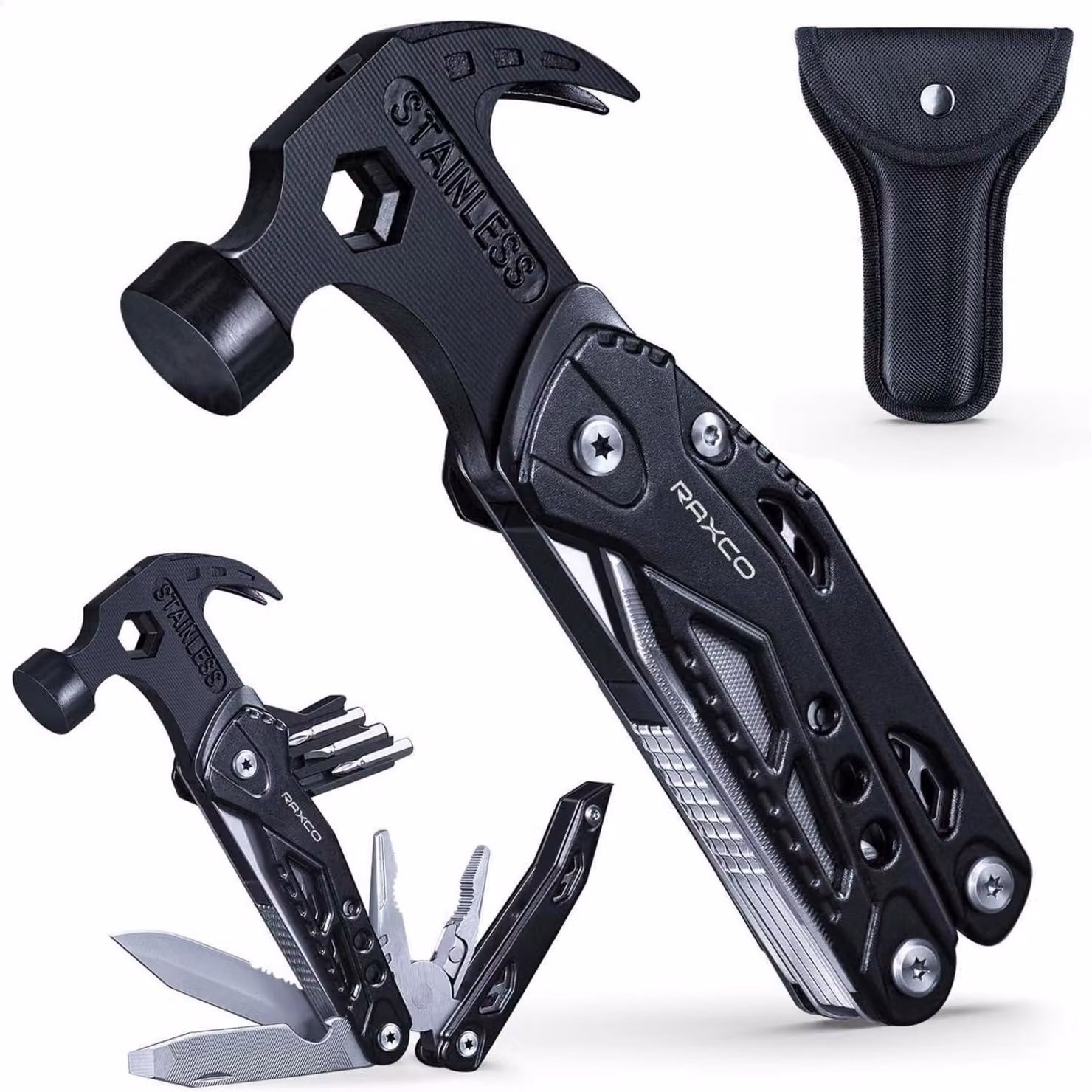 Martello multifunzione 15-in-1, pinza, utensile multifunzione in acciaio inossidabile, 15 cm, con custodia in nylon