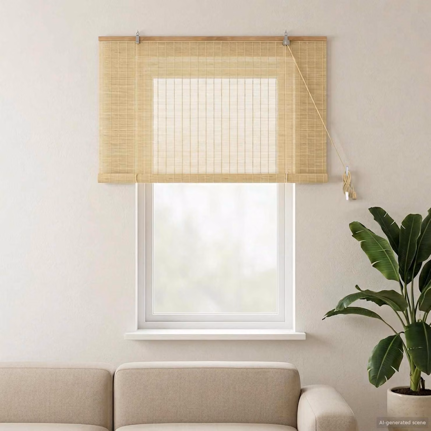 Tenda a rullo vidaXL in bambù beige e marrone, semi-trasparente e resistente ai raggi UV, L 130 cm x H 160 cm
