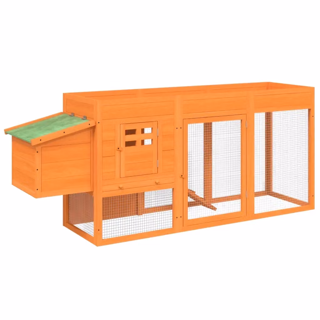 Pollaio vidaXL in legno di pino marrone e verde, resistente alle intemperie, L/P/H: 204 x 50 x 84 cm – 2