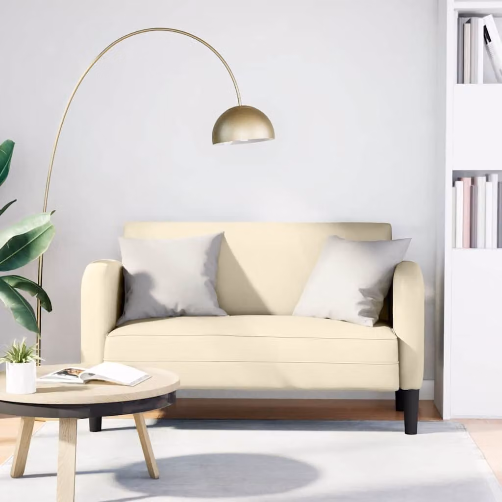 Divanetto moderno vidaXL in similpelle color beige, L: 124 cm, P: 70 cm, H: 67 cm