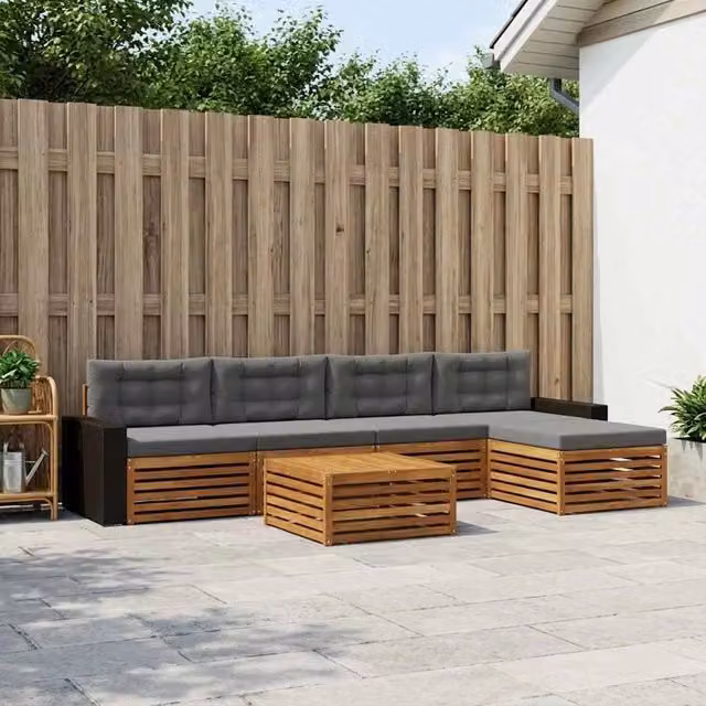 Set di divani da esterno 6 pz Naturale e Antracite Poliestere 3383275