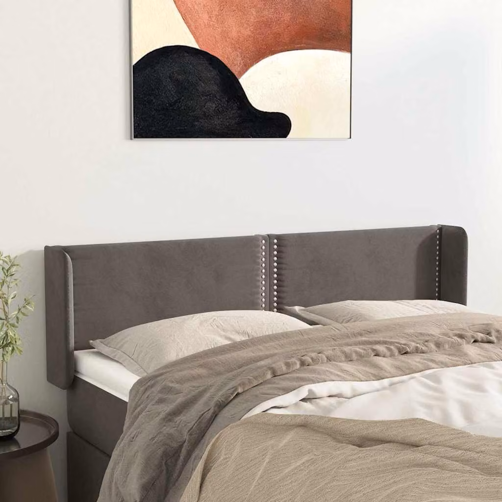 Testiera ad orecchio vidaXL in velluto grigio scuro L: 147 cm, P: 16 cm, H: 78-88 cm
