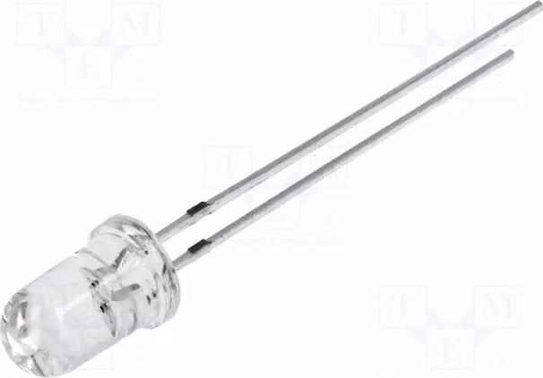 2 LED arancioni, 5 mm, 20 mA, 4200÷5800 mcd, bipolari, angolo di emissione 15°, tensione di funzionamento 1,8÷2,6V, codice prodotto OSOOJ25111A. Diodi LED