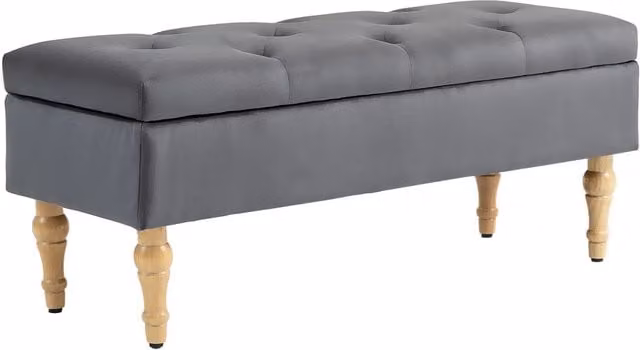 Divano 2 posti Minimal con contenitore in velluto grigio scuro e piedi in legno – 1