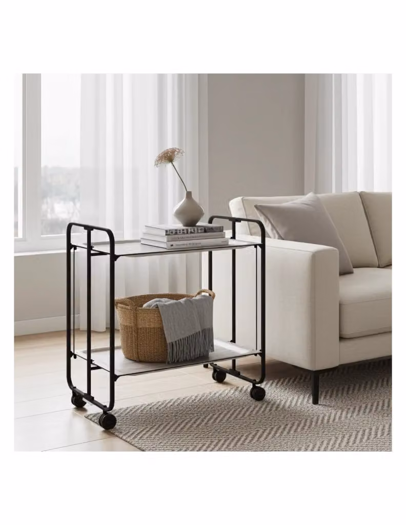 Carrello da cucina moderno Don Hierro nero con 2 ripiani in metallo e plastica L/P/H: 72 x 43 x 66 cm – 2